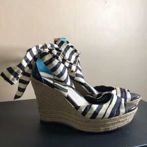 Ugg Espadrille Wedge with Striped Silk Tie Closure